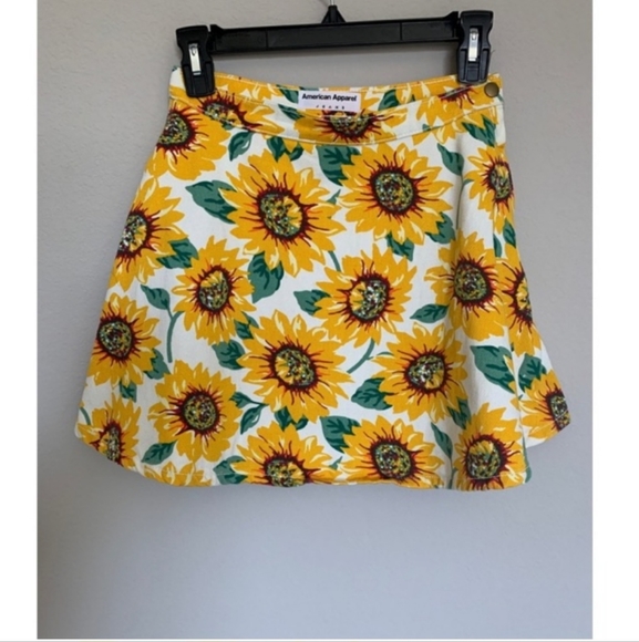 NEW seen on Arianna Grande American Apparel sunflower denim flare mini skirt M - Picture 4 of 8